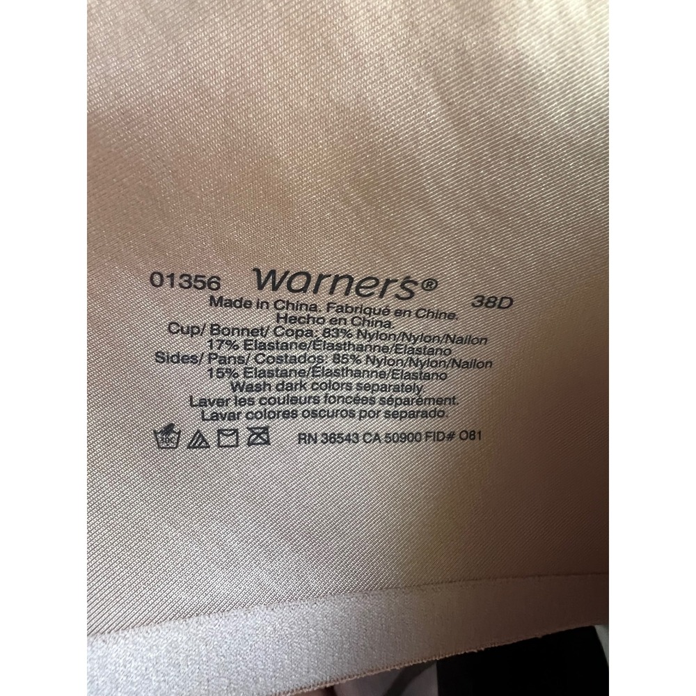 Warners Tan Beige Underwire Molded Cup T-Shirt Bra Size 38D - Picture 4 of 4